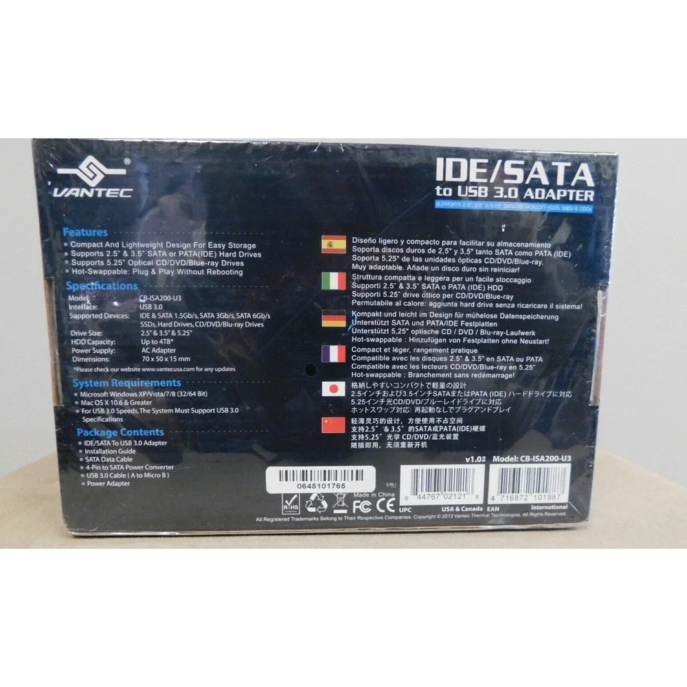 Vantec IDE/SATA TO USB 3.0 Adapter‎  New/Sealed